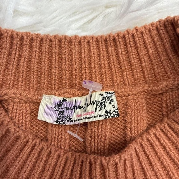 Twee Boho indie alt cute orange cable knit short sleeve sweater Size S - Picture 5 of 7